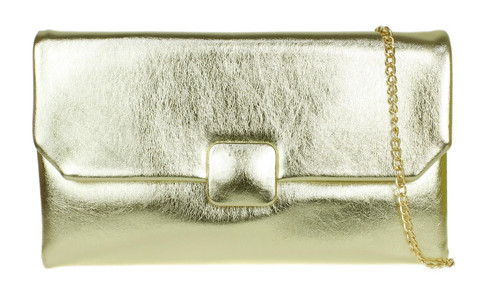 Womens Faux Leather Plain Envelope Clutch Bag