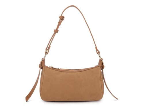 Womens Plain Shoulder Bag Small Crossbody Baguette Purse with Zipper