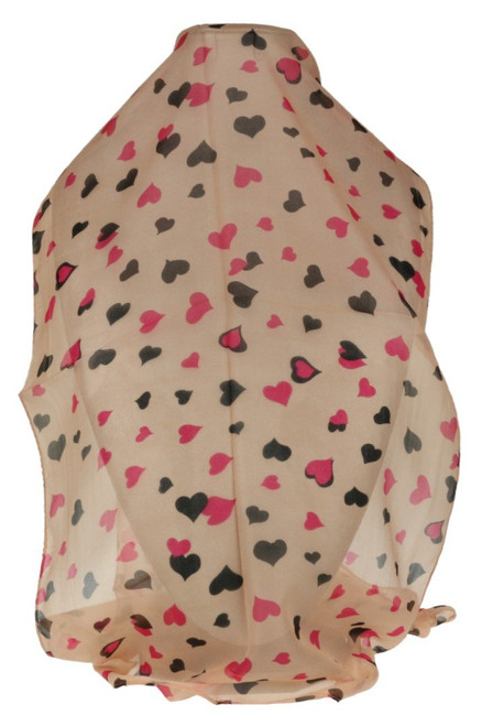 Womens Hearts Print Scarf Small Heart Love Simple