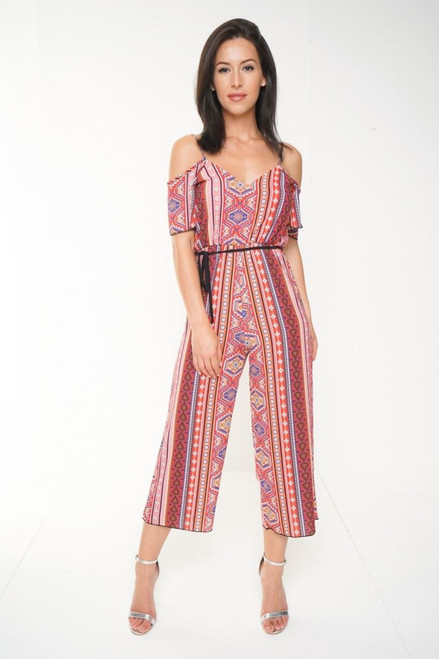 Aztec Print Culotte Jumpsuit