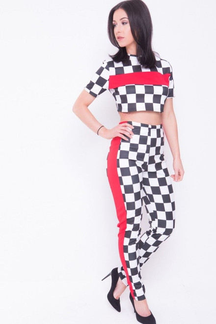 Checkerboard Stripe Red Co-ord