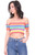 Rainbow Stripe Shirred Bardot Crop