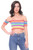 Rainbow Stripe Shirred Bardot Crop