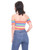 Rainbow Stripe Shirred Bardot Crop