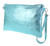 Womens Genuine Italian Metallic Leather Clutch Bag Wristlet Handbag 