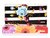 Womens Glossy Patent Genuine Leather Purse Wallet Stripes Flower Gift Box