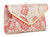 Womens Floral Brocade Satin Glitter Clutch Bag Gold Trim Medium