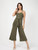 Button Belted Culotte Jumpsuit