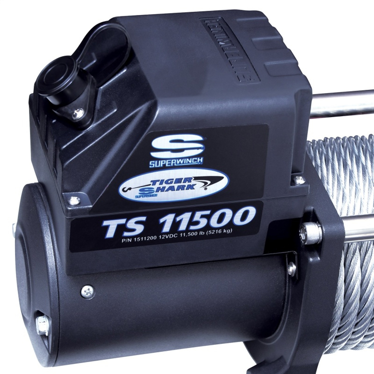 Superwinch 11500 LBS 12V DC 3/8in x 84ft Steel Rope Tiger Shark 11500 Winch - 1511200 Photo - Unmounted