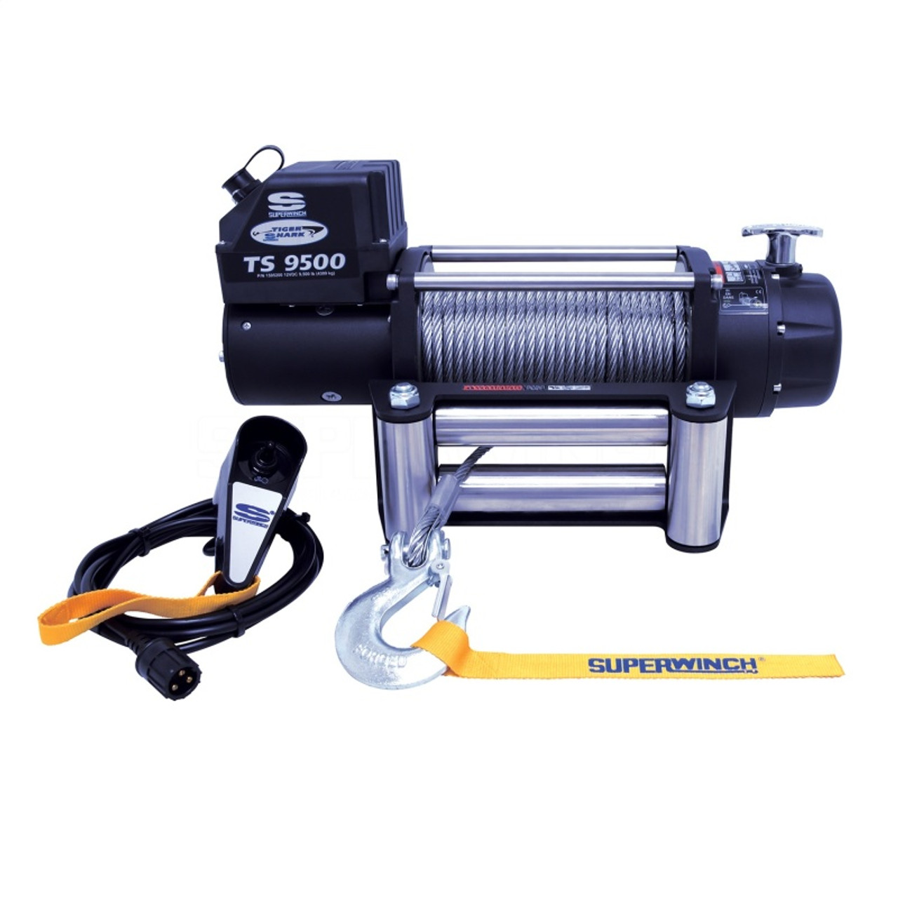 Superwinch 9500 LBS 12V DC 11/32in x 95ft Steel Rope Tiger Shark 9500 Winch - 1595200 Photo - Unmounted