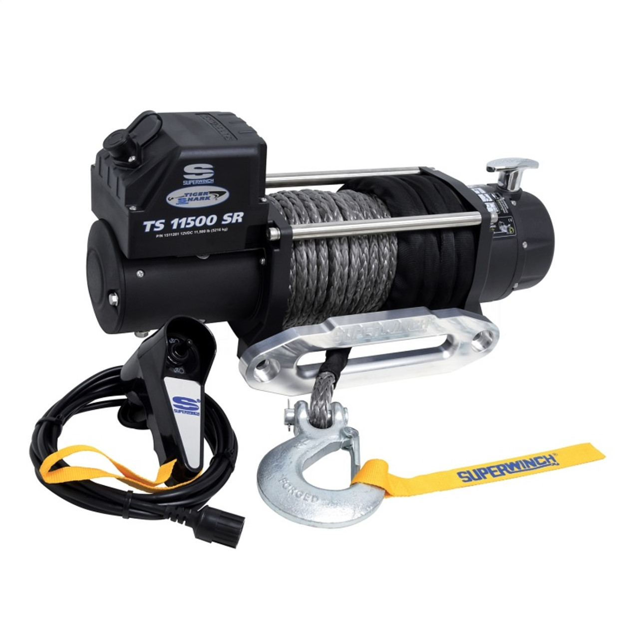 Superwinch 11500 LBS 12V DC 3/8in x 80ft Synthetic Rope Tiger Shark 11500 Winch - 1511201 Photo - Unmounted