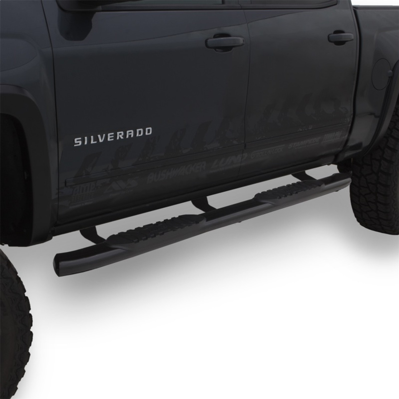 Lund 2019 Chevrolet Silverado 1500 Crew Cab 5in Oval Curved Steel Nerf Bars - Black - 23810563 Photo - Mounted