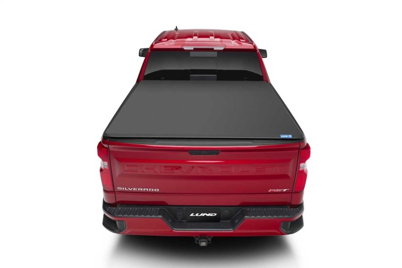 Lund 19-23 Chevrolet Silverado 1500 (5.5ft. Bed) Genesis Elite Tri-Fold Tonneau Cover - Black - 958292 Photo - Mounted
