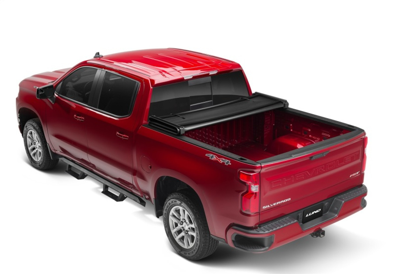 Lund 99-07 Chevy Silverado 1500 (6.5ft. Bed) Genesis Tri-Fold Tonneau Cover - Black - 95053 Photo - Mounted