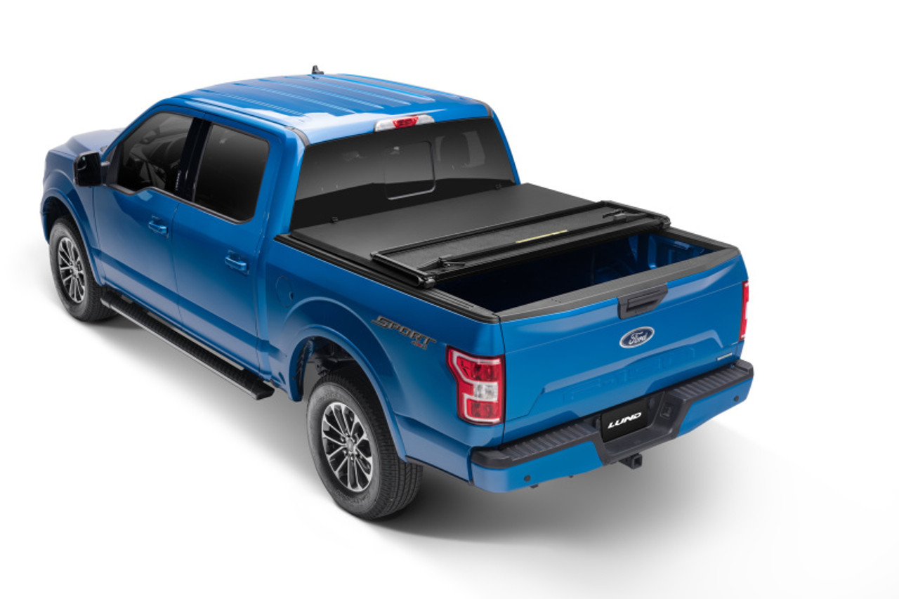 Lund 02-17 Dodge Ram 1500 Fleetside (8ft. Bed) Hard Fold Tonneau Cover - Black - 969254 Photo - Mounted