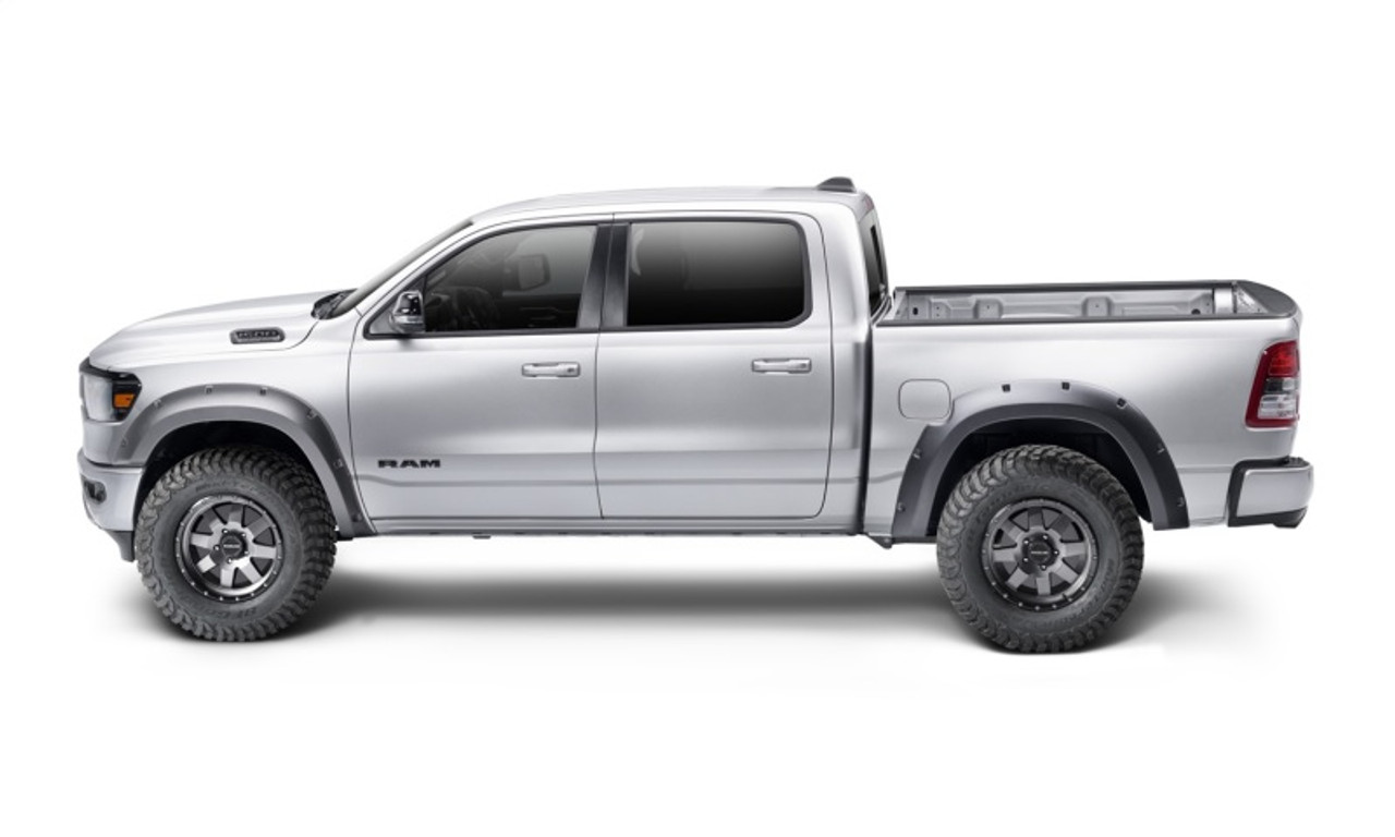 Bushwacker 19-22 Ram 1500 (Excl. Rebel/TRX) 76.3 & 67.4in Bed Forge Style Flares 4pc - Tex. Blk - 58131-08 Photo - Mounted