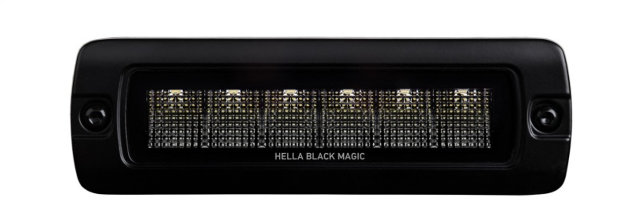 Hella Universal Black Magic 6 L.E.D. Flush Mount Mini Light Bar - Flood Beam - 358176221 Photo - Unmounted