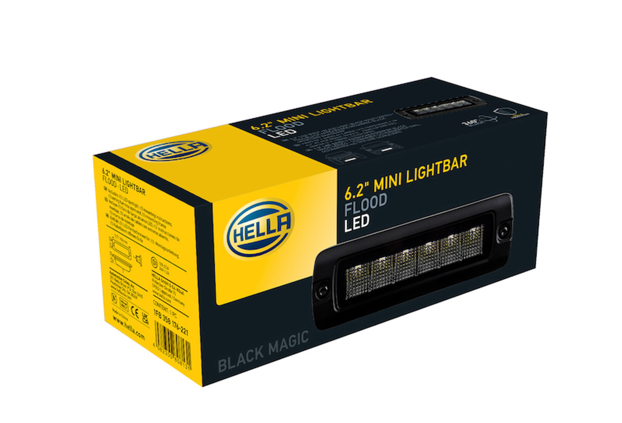 Hella Universal Black Magic 6 L.E.D. Flush Mount Mini Light Bar - Flood Beam - 358176221 Photo - in package