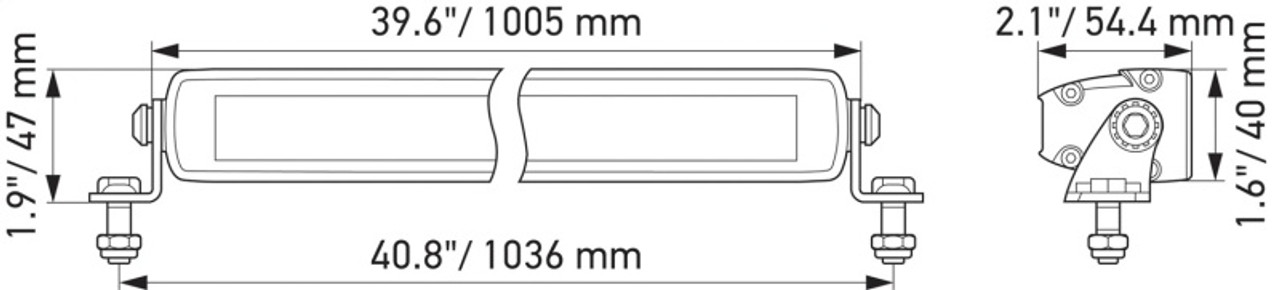 Hella Universal Black Magic 40in Thin Light Bar - Driving Beam - 358176321 Technical Drawing