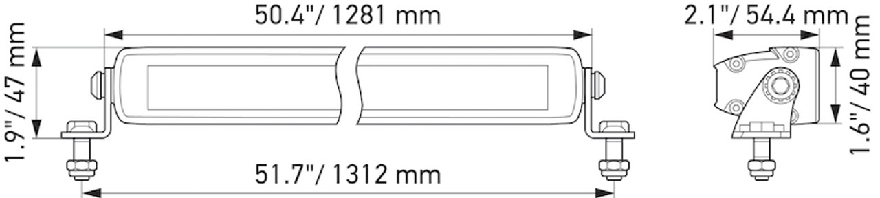 Hella Universal Black Magic 50in Thin Light Bar - Driving Beam - 358176331 Technical Drawing