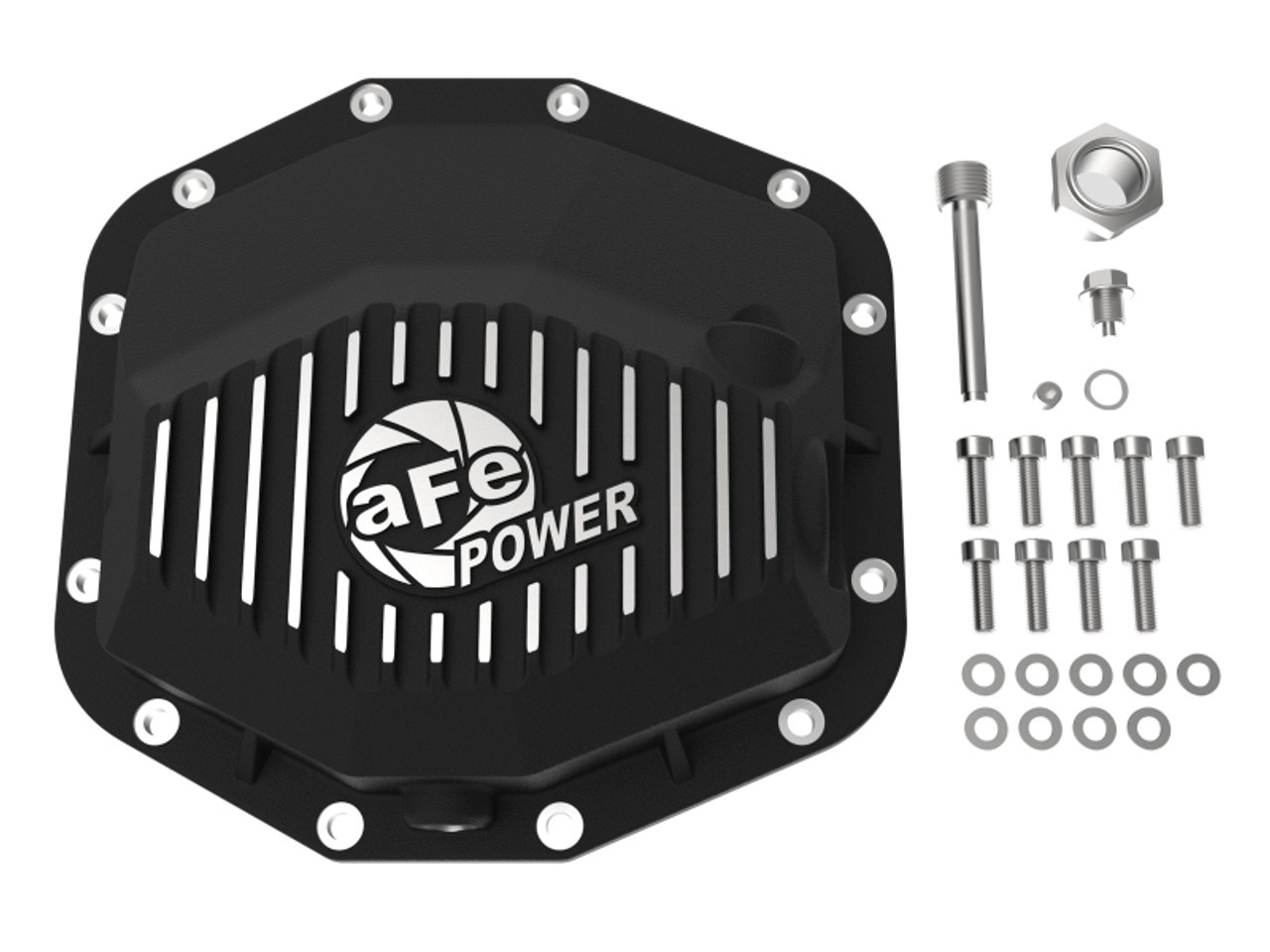 aFe POWER 21-22 Ram 1500 TRX Hemi V8 6.2L (sc) PRO Series Rear Differential Cover Black w/ Machined - 46-71280B Photo - Unmounted