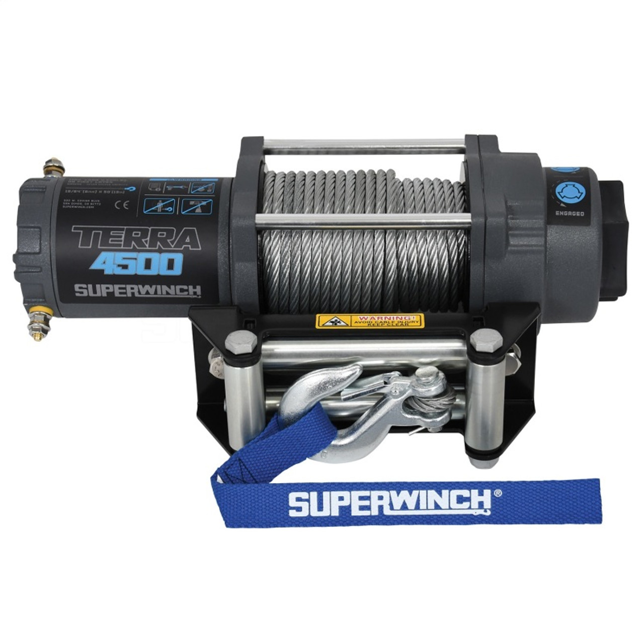 Superwinch 4500 LBS 12V DC 15/64in x 50ft Steel Rope Terra 4500 Winch - Gray Wrinkle - 1145260 Photo - Unmounted