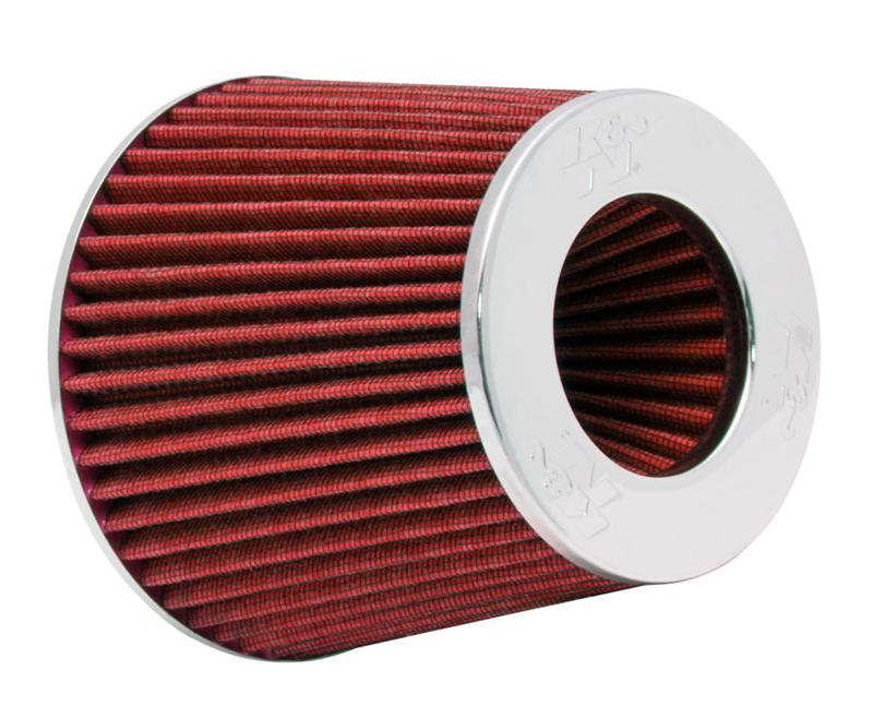 K&N Universal Air Filter Chrome Round Tapered Red - 4in ID x 1.125in L x 5.5in H (Multi Lingual) - RG-1001RD-L Photo - Primary