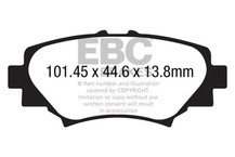 EBC 14+ Mazda 3 2.0 (Japan Build) Greenstuff Rear Brake Pads - DP22186 Technical Drawing