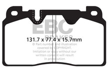 EBC 12+ Audi Q5 2.0 Turbo (Brembo) Redstuff Front Brake Pads - DP32168C Technical Drawing