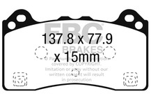 EBC 16-18 Ford Focus RS Redstuff Ceramic Low Dust Front Brake Pads - DP32274C Technical Drawing
