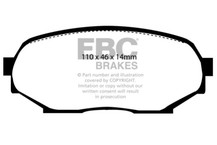 EBC 90-93 Geo Storm 1.6 Redstuff Front Brake Pads - DP3802C Technical Drawing