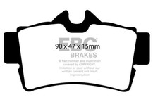 EBC 94-04 Ford Mustang 4.6 Cobra Yellowstuff Rear Brake Pads - DP41156/2R Technical Drawing