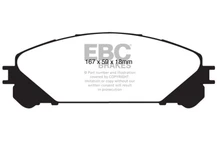 EBC 15+ Lexus NX200t 2.0 Turbo Yellowstuff Front Brake Pads - DP41837R Technical Drawing