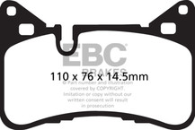 EBC 14 Mercedes-Benz C63 AMG (W204) 6.2 Yellowstuff Rear Brake Pads - DP42117R Technical Drawing