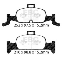 EBC 2018+ Audi A4 Allroad Quattro 2.0L Turbo Yellowstuff Front Brake Pads - DP42290R Technical Drawing