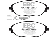 EBC 12+ Volkswagen CC 3.6 Ultimax2 Front Brake Pads - UD1633 Technical Drawing