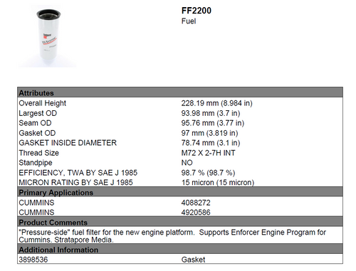 Oil Change #12 LF14000NN, FS19764, FF2200, WF2127 x1