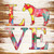Love Colorful Horse Novelty Square Sticker Decal