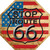 Route 66 American Flag Vintage Novelty Octagon Sticker Decal