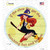 Matching Hat and Broom Girl Novelty Circle Sticker Decal