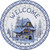 Welcome Snowy House Novelty Circle Sticker Decal