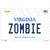 Zombie Virginia Novelty Sticker Decal