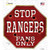 Rangers Fans Only Bullet Novelty Octagon Sticker Decal