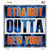 Straight Outta New York Orange Blue Novelty Square Sticker Decal