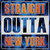 Straight Outta New York Orange Blue Novelty Square Sticker Decal
