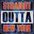 Straight Outta New York Outlined Novelty Square Sticker Decal