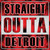 Straight Outta Detroit Black Novelty Square Sticker Decal