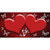 Red White Hearts Butterfly Oil Rubbed Novelty Sticker Decal