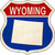 Wyoming Silhouette Novelty Metal Highway Shield Sign