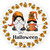 Happy Halloween Pumpkin Spooky Gnomes Novelty Circle Coaster Set of 4